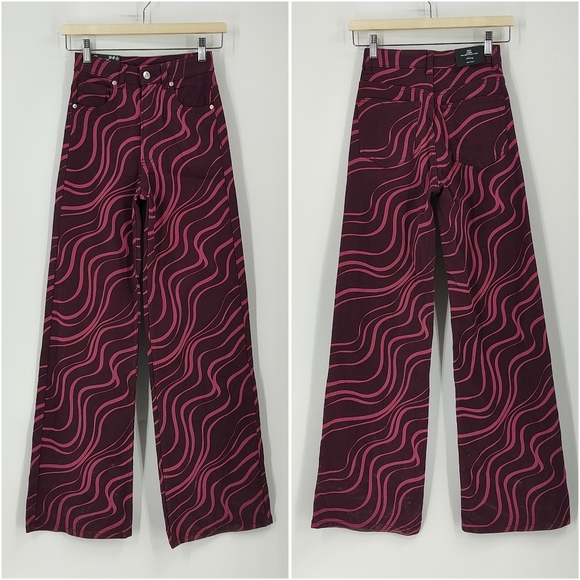 H&M Denim - H&M Wide Leg Printed Jeans